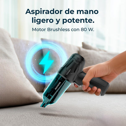Cecotec Aspiradora De Mano Sin Cable Motor BLDC Conga Rockstar Micro Hand. 80W, Potencia De Succión 12Kpa, Función De Aspirado Y Soplado, 2 Modos, Autonomía 25Mins, Kit De Accesorios